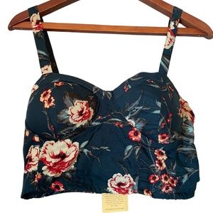 BOG Collective Floral Crop Top with Smocking